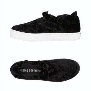 Opening Ceremony black velvet  Didi ruffle platform sneakers size 7